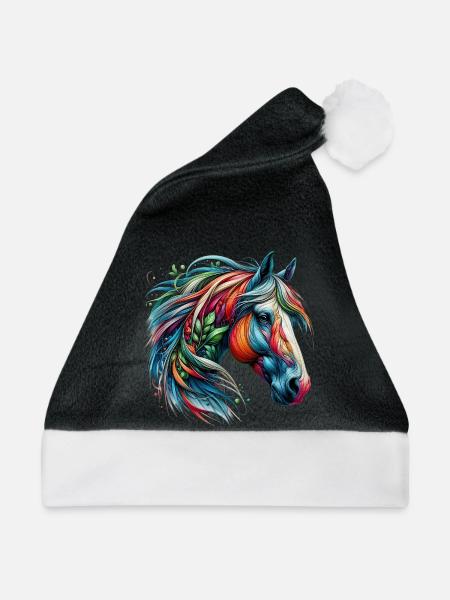 Pferd - Weihnachtsmütze - Schwarz/Weiß