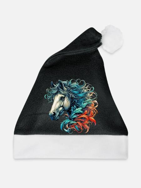 Pferd - Weihnachtsmütze - Schwarz/Weiß