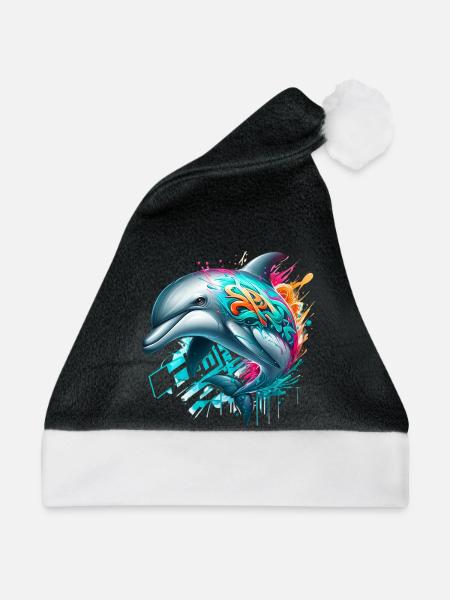 Delfin - Weihnachtsmütze - Schwarz/Weiß