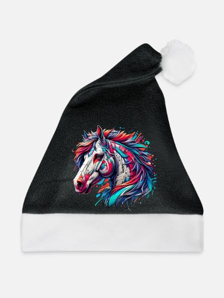 Pferd - Weihnachtsmütze - Schwarz/Weiß