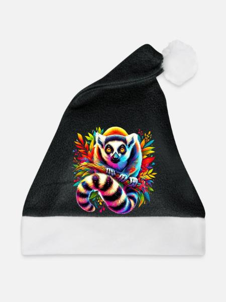 Lemur - Weihnachtsmütze - Schwarz/Weiß