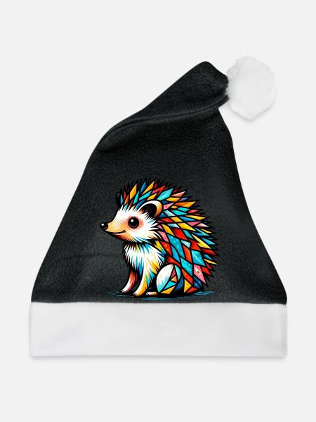 Igel - Weihnachtsmütze - Schwarz/Weiß