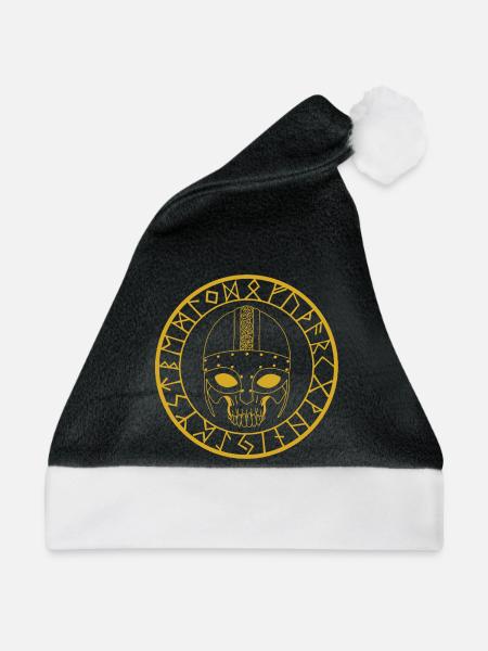 Wikinger Schädel (Gold) - Weihnachtsmütze - Schwarz/Weiß