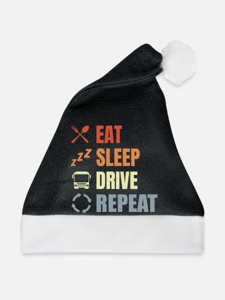 Eat Sleep Drive Repeat - Weihnachtsmütze - Schwarz/Weiß