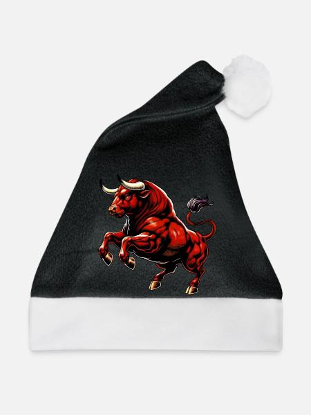 Stier - Weihnachtsmütze - Schwarz/Weiß