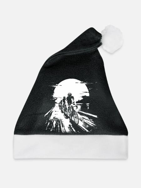 Rennradfahrer Skizze - Weihnachtsmütze - Schwarz/Weiß