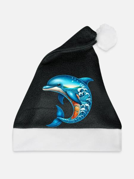 Delfin - Weihnachtsmütze - Schwarz/Weiß