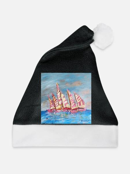 Farbige Segelregatten - Weihnachtsmütze - Schwarz/Weiß