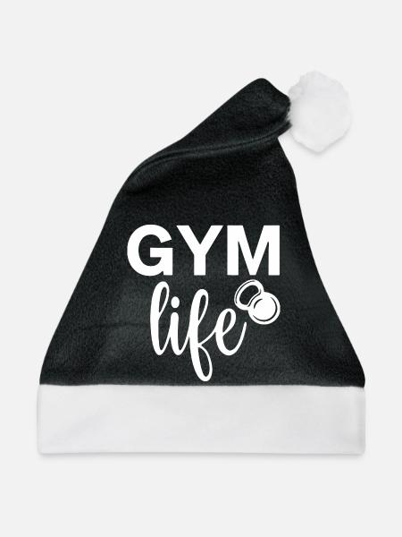 Fitnessstudio-ähnliches Fitness-Motivationsdesign - Weihnachtsmütze - Schwarz/Weiß