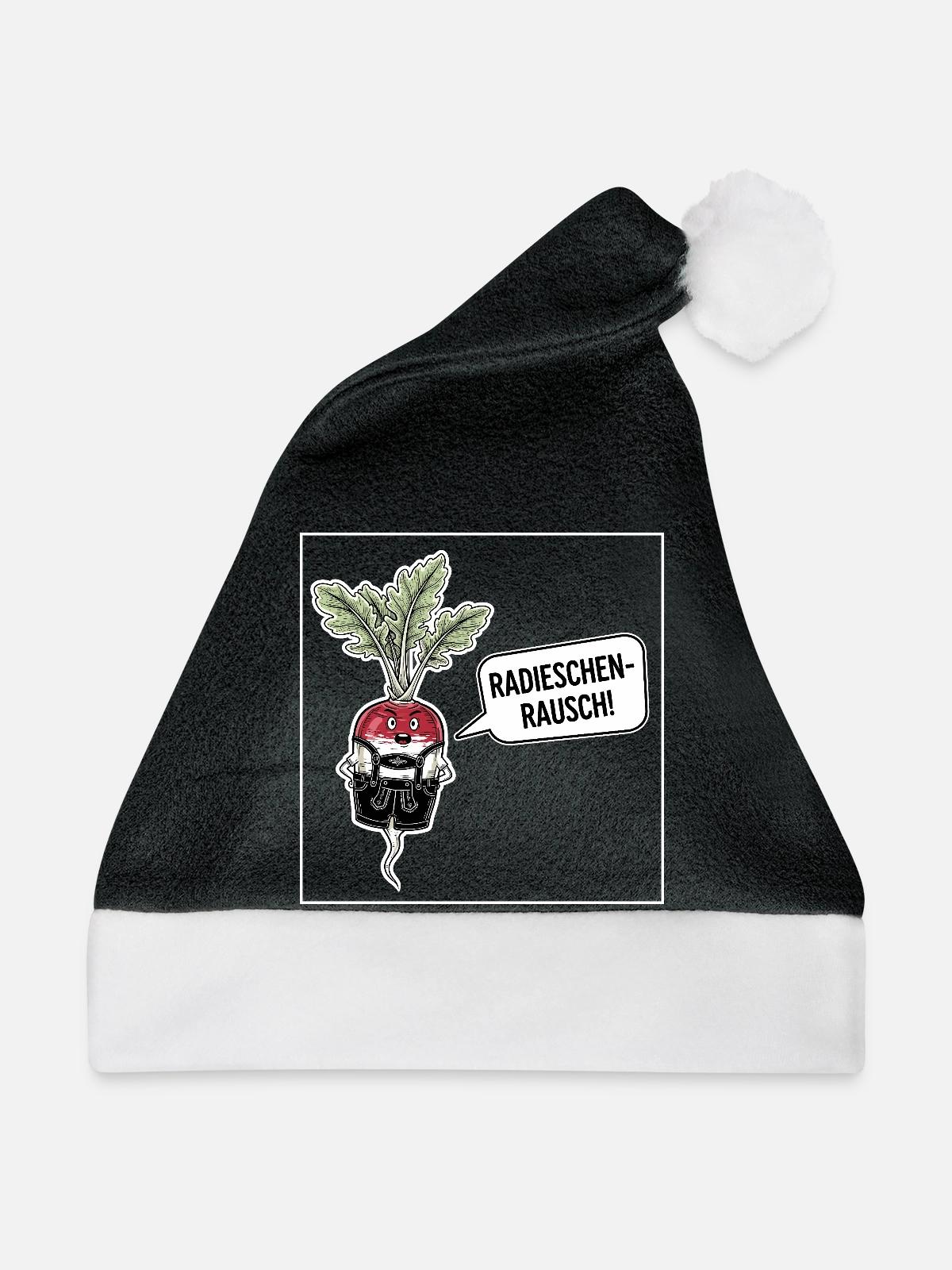 Radieschen-Rausch ! - Weihnachtsmütze - Schwarz/Weiß - Vorne