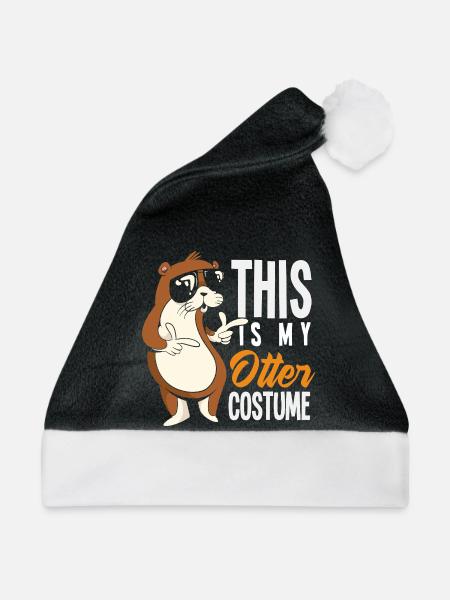 Otter Kostüm Lustiger Seeotter Cartoon - Weihnachtsmütze - Schwarz/Weiß - Vorne
