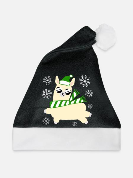 Llama – Weihnachten - Weihnachtsmütze - Schwarz/Weiß