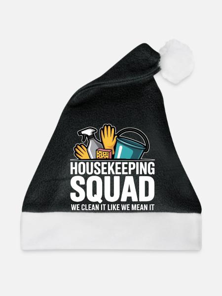 Lustiges Putzen Design - Weihnachtsmütze - Schwarz/Weiß