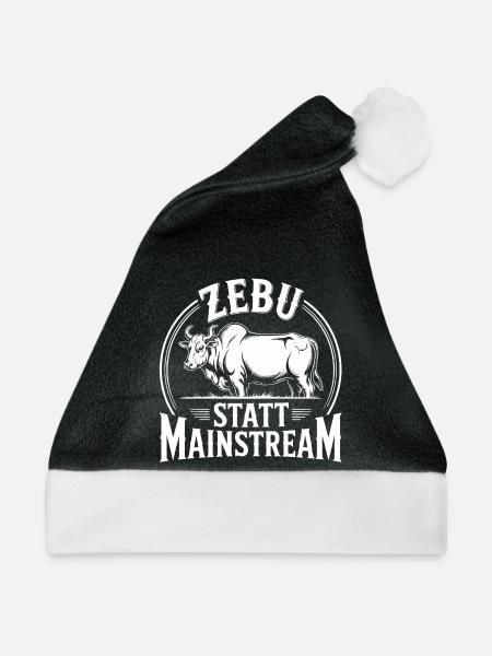 Zebu statt Mainstream - Weihnachtsmütze - Schwarz/Weiß - Vorne