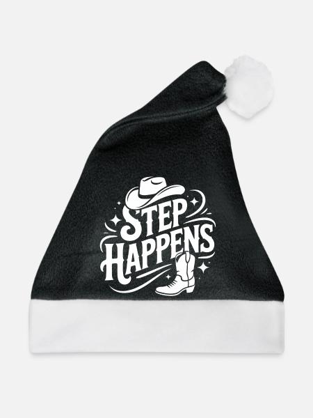Line Dance Step Happens Western Design - Weihnachtsmütze - Schwarz/Weiß - Vorne