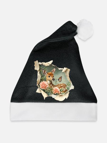 Reh Rehkitz - Weihnachtsmütze - Schwarz/Weiß
