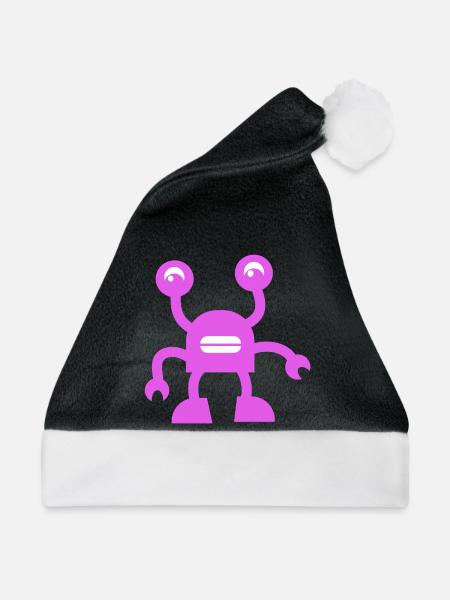 Fröhlicher Lila Roboter - Weihnachtsmütze - Schwarz/Weiß