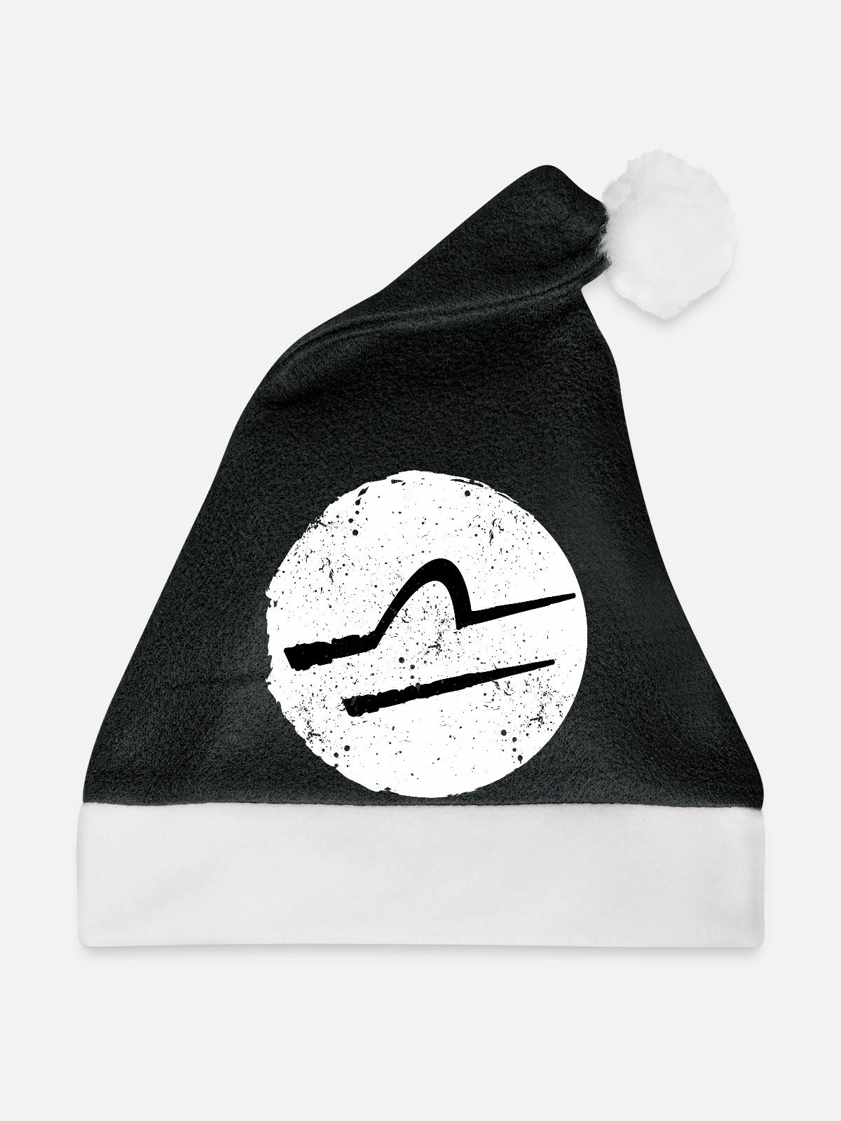 Sternzeichen Waage - Weihnachtsmütze - Schwarz/Weiß - Vorne
