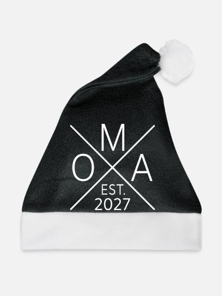 Oma est. 2027 Werdende Oma 2027 - Weihnachtsmütze - Schwarz/Weiß - Vorne