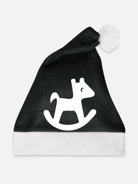 Schaukelpferd-Silhouette - Weihnachtsmütze - Schwarz/Weiß