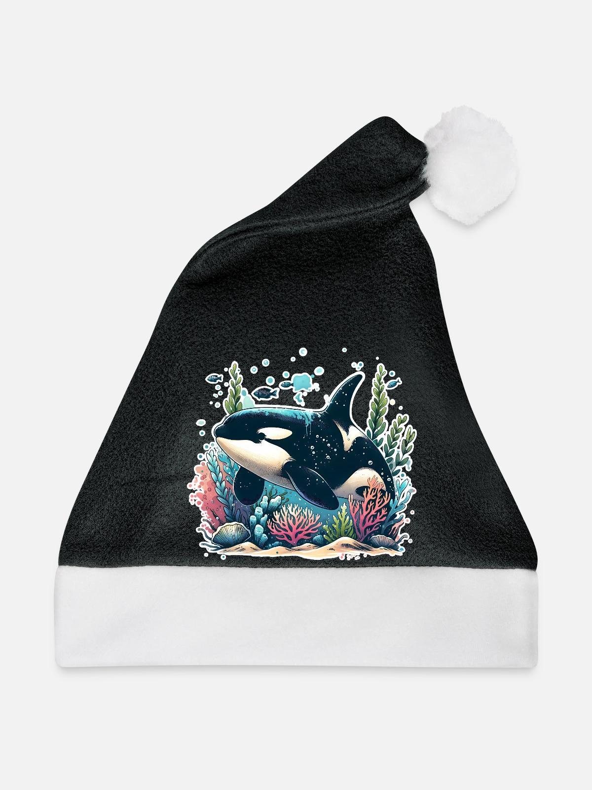 Orca Schwertwal - Weihnachtsmütze - Schwarz/Weiß - Vorne
