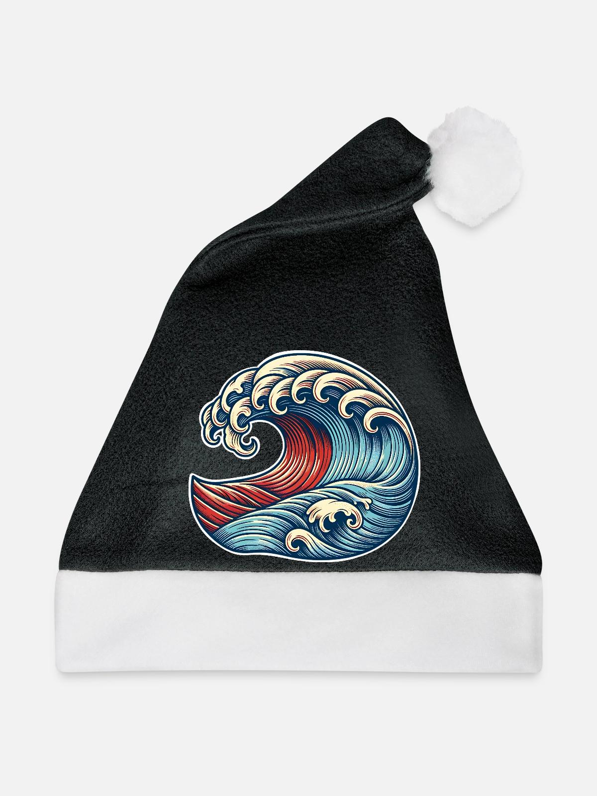 Welle - Weihnachtsmütze - Schwarz/Weiß - Vorne