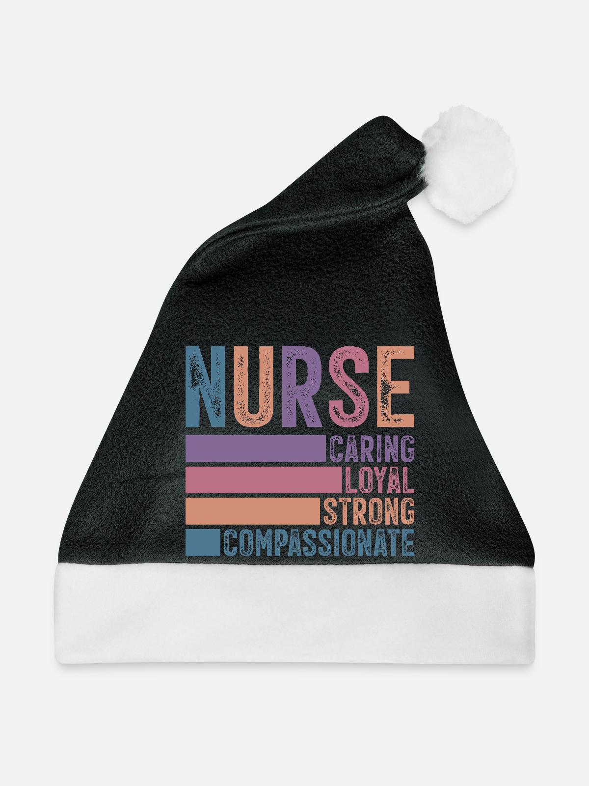 Nurse - Weihnachtsmütze - Schwarz/Weiß - Vorne