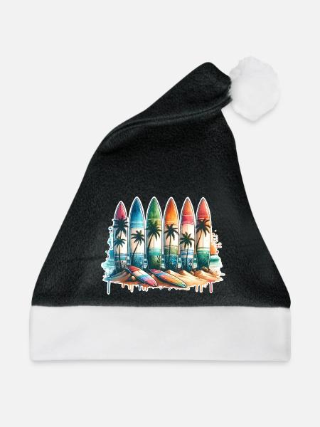 Surfen Surfer - Weihnachtsmütze - Schwarz/Weiß - Vorne