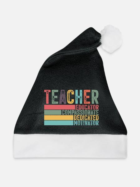 Teacher - Weihnachtsmütze - Schwarz/Weiß - Vorne
