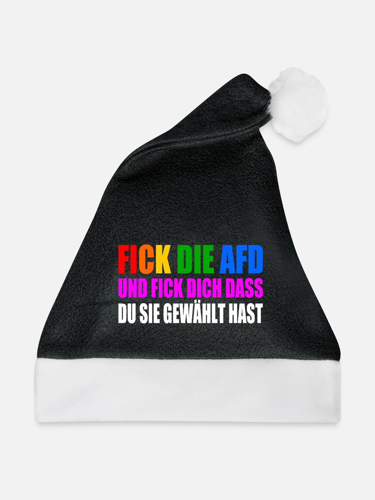 FCK AFD - Gegen Rechts - Weihnachtsmütze - Schwarz/Weiß - Vorne