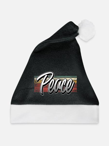 Peace - Weihnachtsmütze - Schwarz/Weiß - Vorne