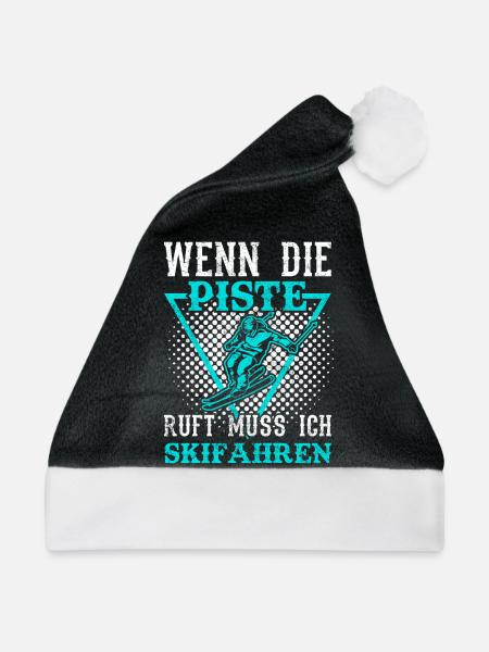 Lustige Sprüche Skifahren | Skifahrer Spruch - Weihnachtsmütze - Schwarz/Weiß - Vorne