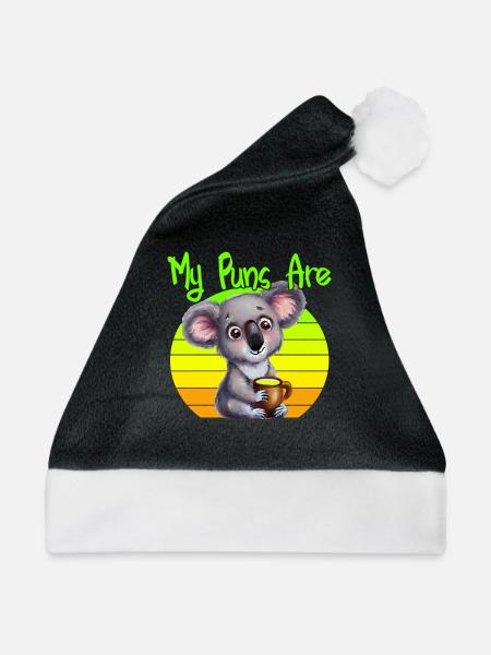 my puns are koala tea - Weihnachtsmütze - Schwarz/Weiß
