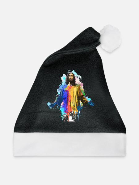 Farbenfroher Jesus - Weihnachtsmütze - Schwarz/Weiß