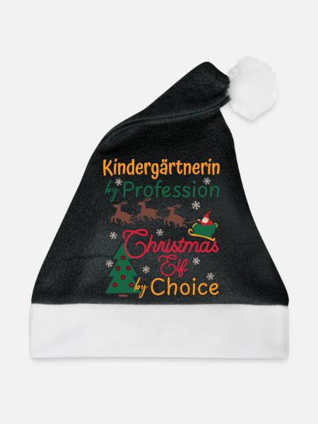 Kindergärtnerin Weihnachten Xmas Elf Kindergarten - Weihnachtsmütze - Schwarz/Weiß