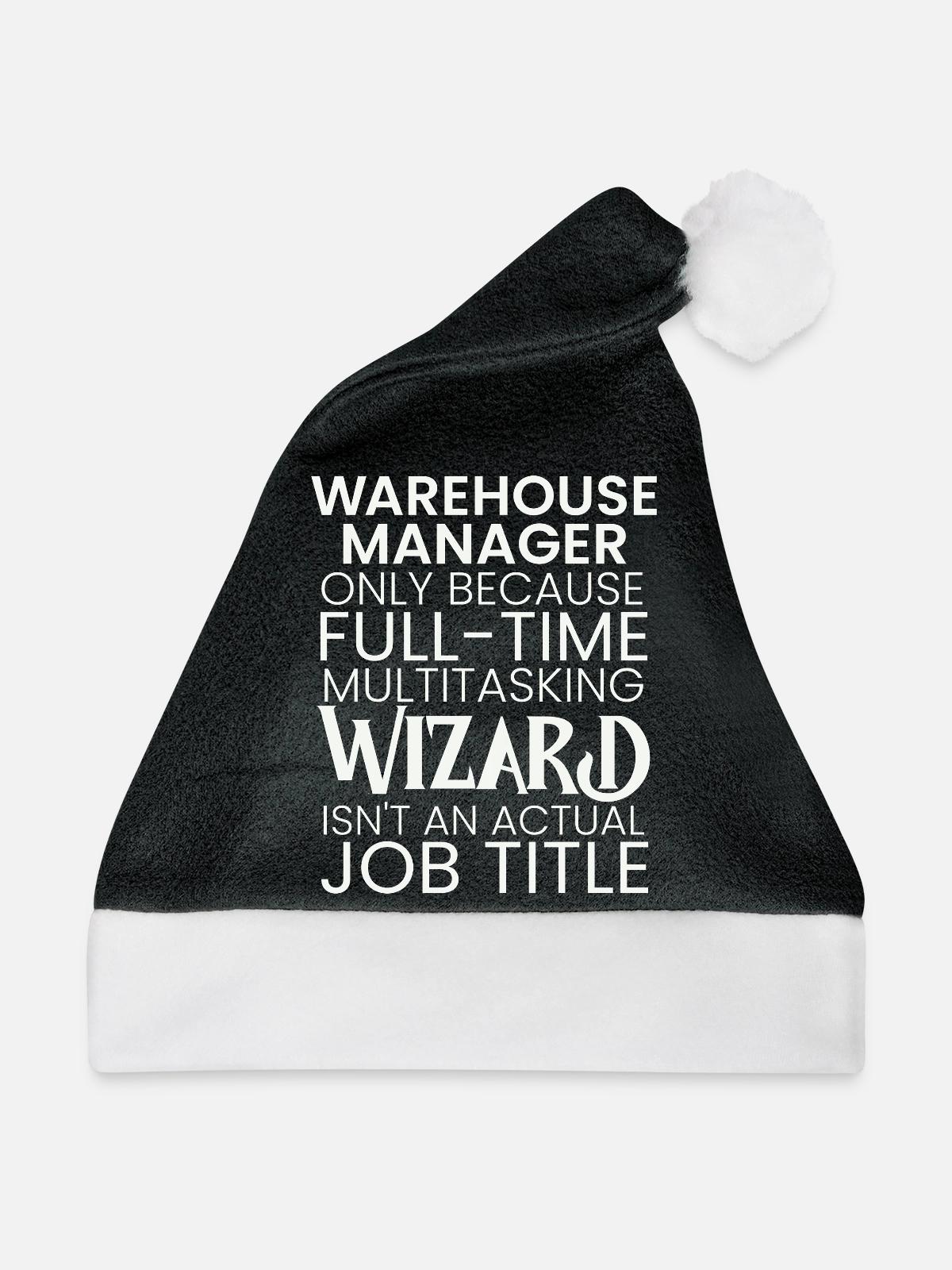 Warehouse Manager multitasking Wizard - Weihnachtsmütze - Schwarz/Weiß - Vorne