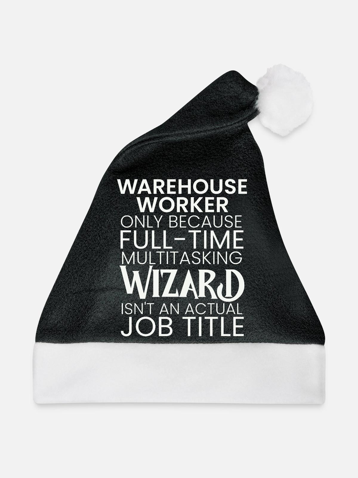 Warehouse Worker multitasking Wizard - Weihnachtsmütze - Schwarz/Weiß - Vorne