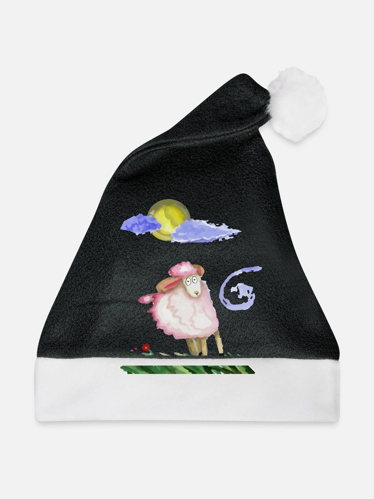 Schaf im Wind - Weihnachtsmütze - Schwarz/Weiß - Vorne