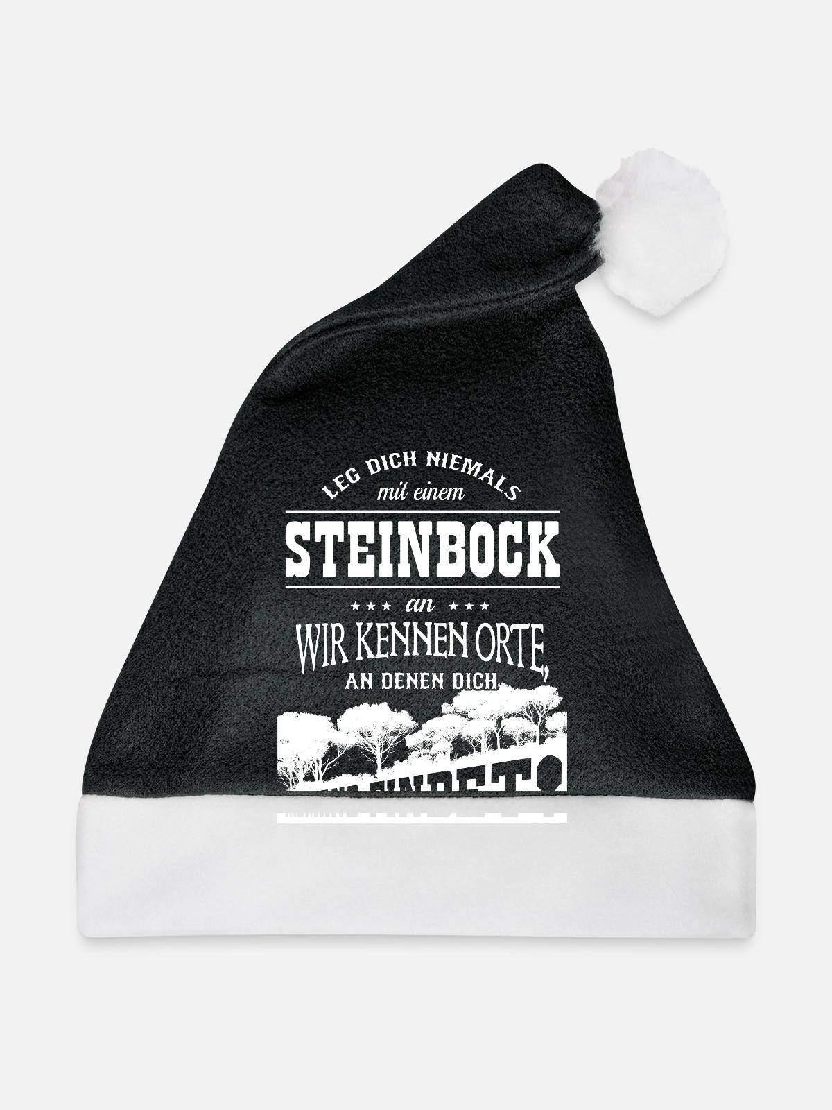 Steinbock - Weihnachtsmütze - Schwarz/Weiß - Vorne