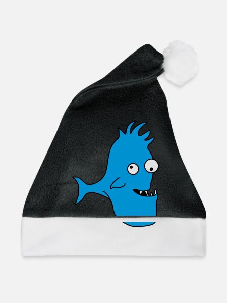 Stupid Crazy Comic Fish - Weihnachtsmütze - Schwarz/Weiß