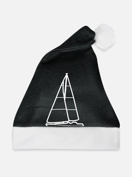 Segelboot, Yacht - Weihnachtsmütze - Schwarz/Weiß