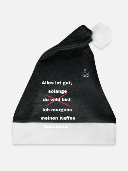 Morgens Kaffee! - Weihnachtsmütze - Schwarz/Weiß - Vorne