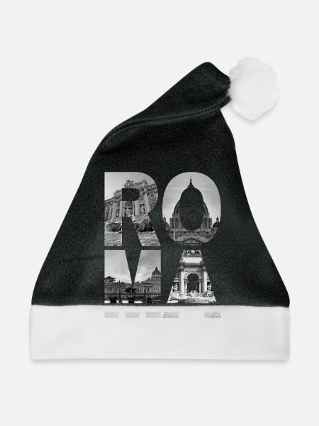 Rom, Italien - Weihnachtsmütze - Schwarz/Weiß