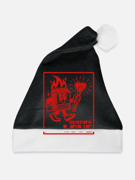 Burning Love - Romantisches Retro Design - Weihnachtsmütze - Schwarz/Weiß