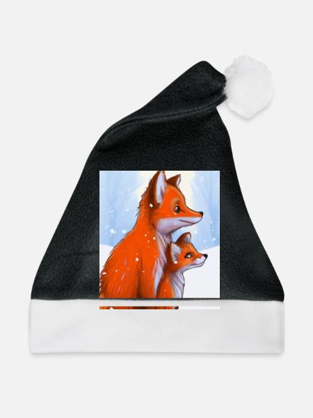 Füchse im Schnee - Weihnachtsmütze - Schwarz/Weiß