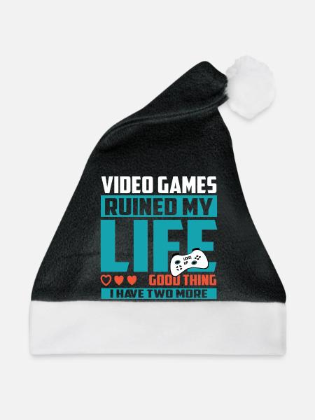 Gamer Extra Leben - Weihnachtsmütze - Schwarz/Weiß - Vorne