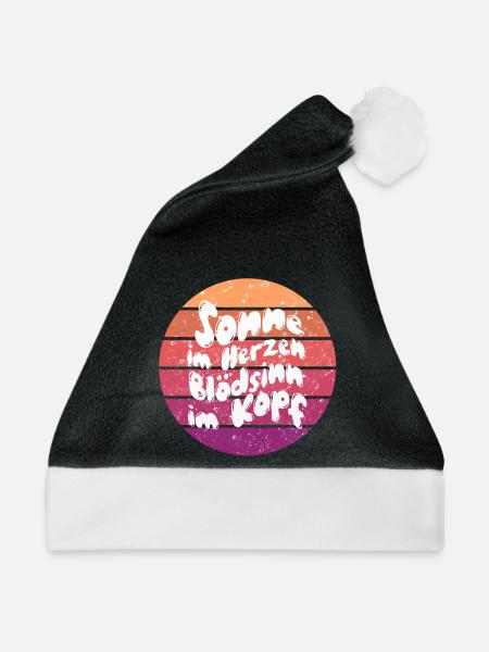 Sonne im Herzen Retro Kreis - Weihnachtsmütze - Schwarz/Weiß