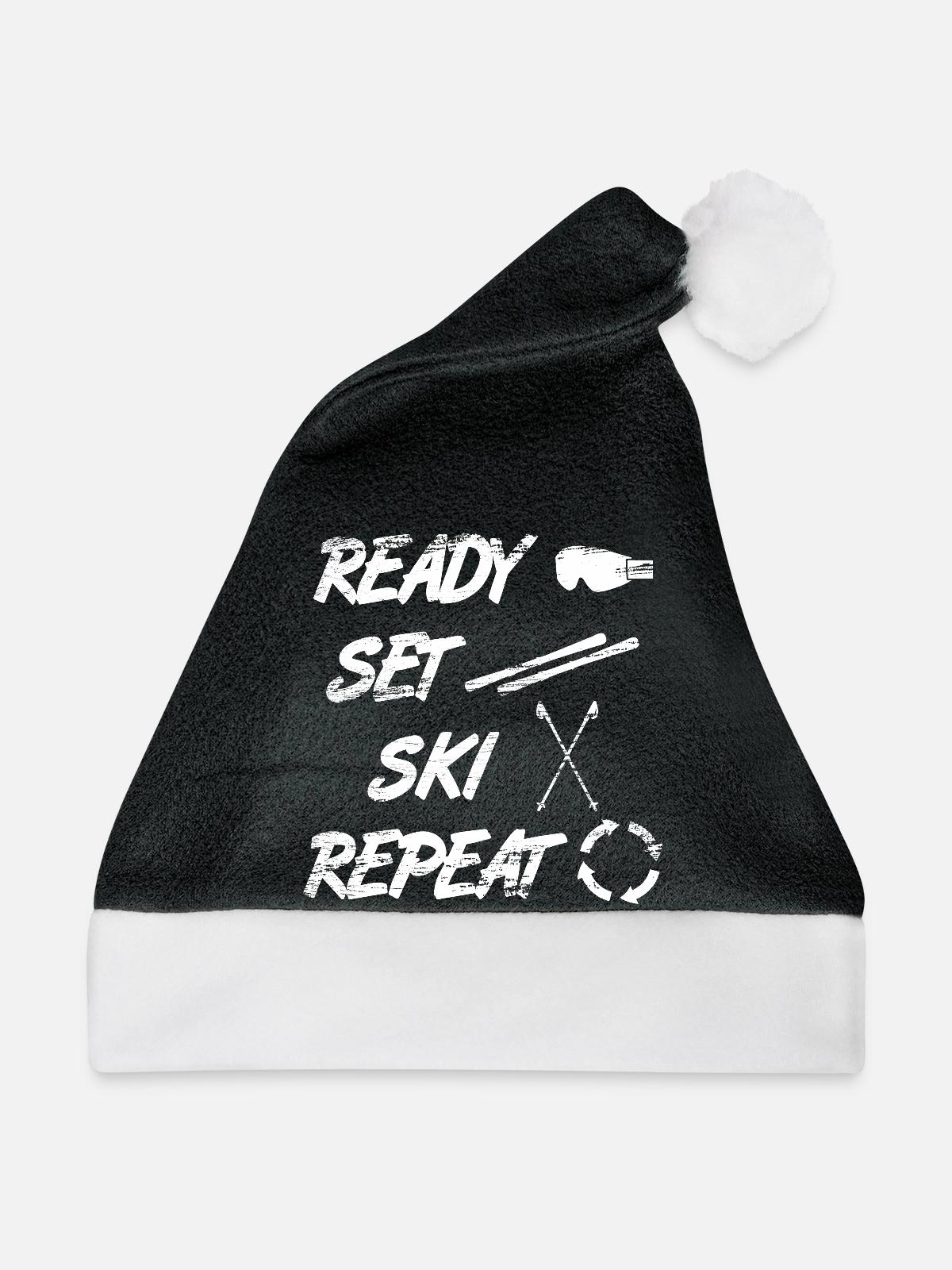 Spruch Skifahrer - Weihnachtsmütze - Schwarz/Weiß - Vorne