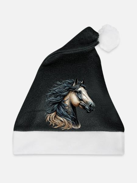Pferd - Weihnachtsmütze - Schwarz/Weiß