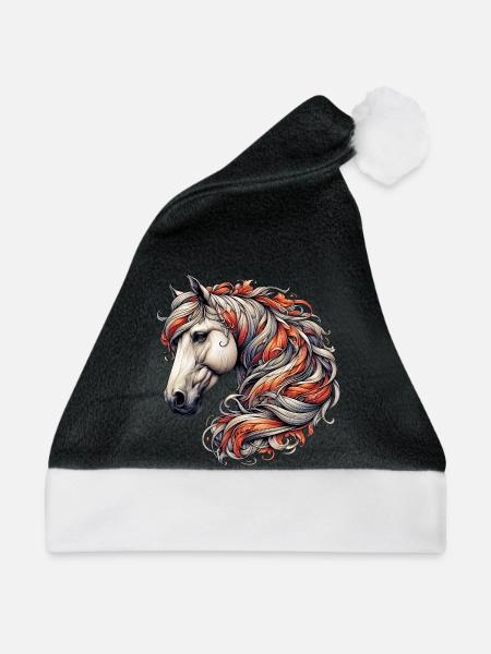 Pferd - Weihnachtsmütze - Schwarz/Weiß
